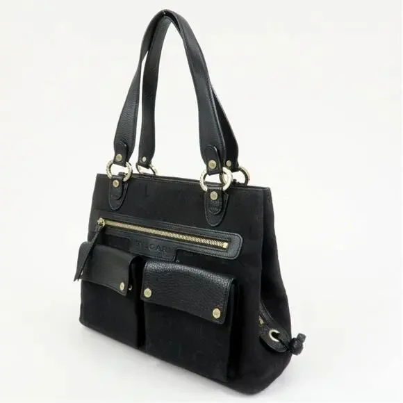 💎✨Beautiful✨💎Authentic BVLGARI Logo Mania Canvas Leather 2Way Bag Shoulder Bag - Picture 3 of 15